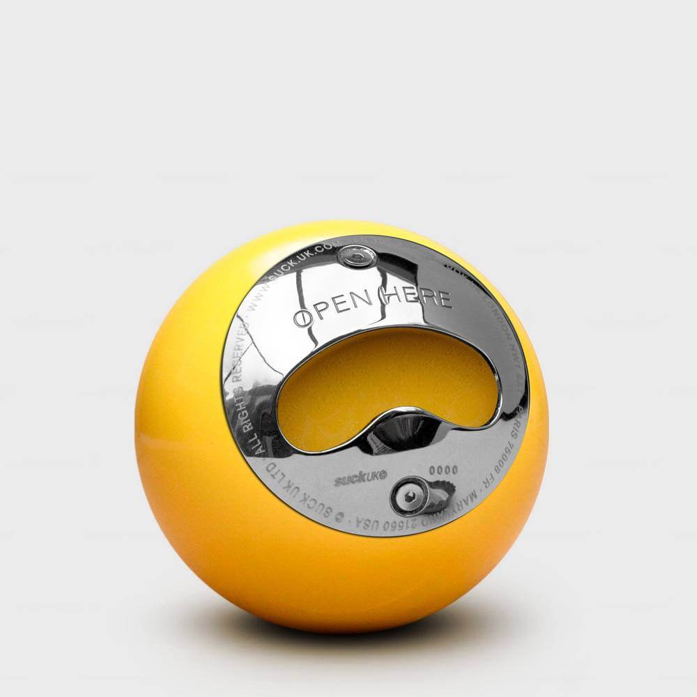 Smiley Pool Ball Bottle Opener – Bright Yellow Gadgets SuckUK Quirky Turkey Gifts