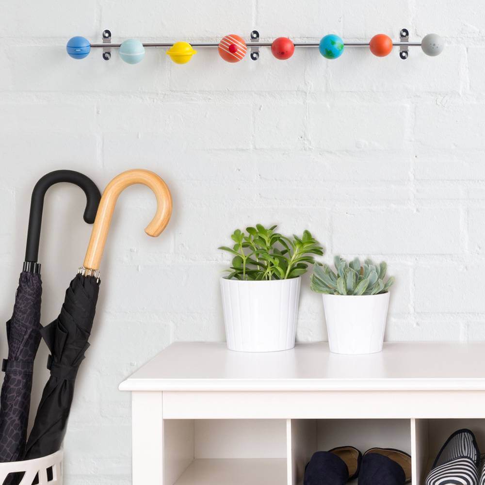 Solar System Hooks, Solid Metal Coat Rack with Colourful Wooden Planets Gadgets SuckUK Quirky Turkey Gifts