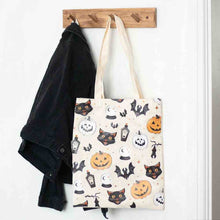 Spooky Cat and Pumpkin Print Poly-cotton Tote Bag Lunch Boxes & Totes Spirit of equinox Quirky Turkey Gifts