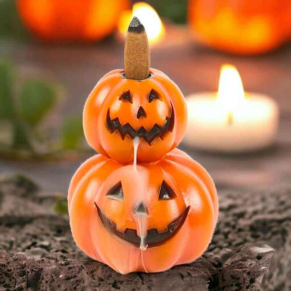 Stacked Pumpkins Backflow Incense Burner Halloween Decor Backflow Burner Spirit of equinox Quirky Turkey Gifts