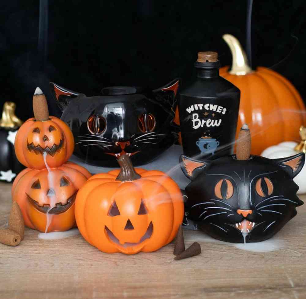 Stacked Pumpkins Backflow Incense Burner Halloween Decor Backflow Burner Spirit of equinox Quirky Turkey Gifts