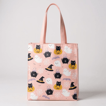 Adorable Halloween Ghost and Pumpkin Print Poly-Cotton Tote Bag. Lunch Boxes & Totes Spirit of equinox Quirky Turkey Gifts