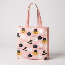Adorable Halloween Ghost and Pumpkin Print Poly-Cotton Tote Bag. Lunch Boxes & Totes Spirit of equinox Quirky Turkey Gifts