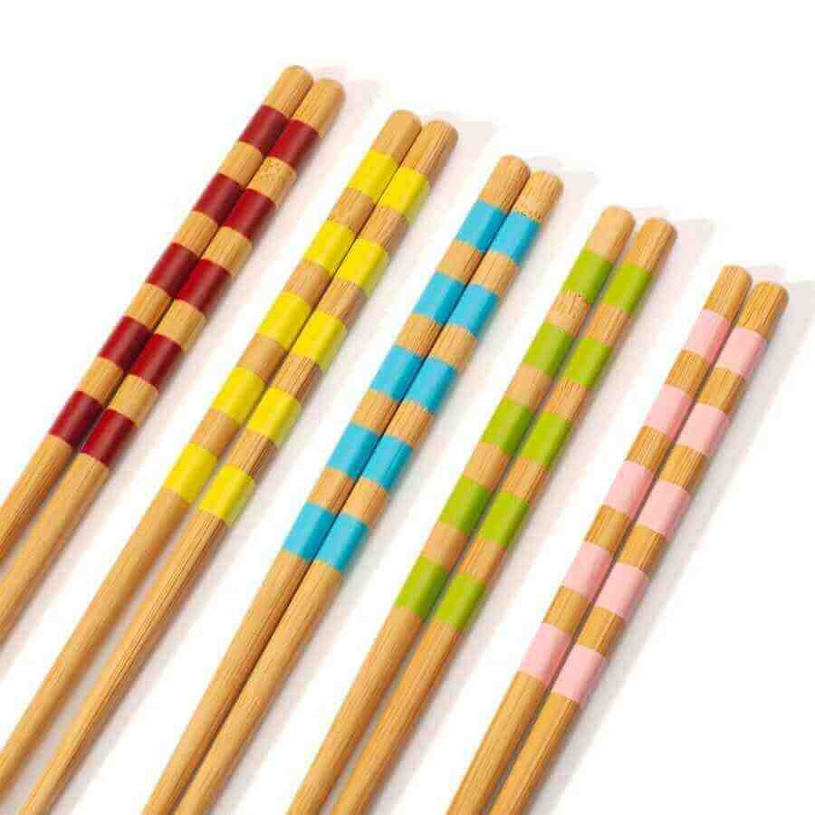 Bamboo Vibrant Striped Chopsticks - Set of 5 Tableware & Coasters Sass and Belle Quirky Turkey Gifts