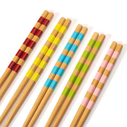 Bamboo Vibrant Striped Chopsticks - Set of 5 Tableware & Coasters Sass and Belle Quirky Turkey Gifts