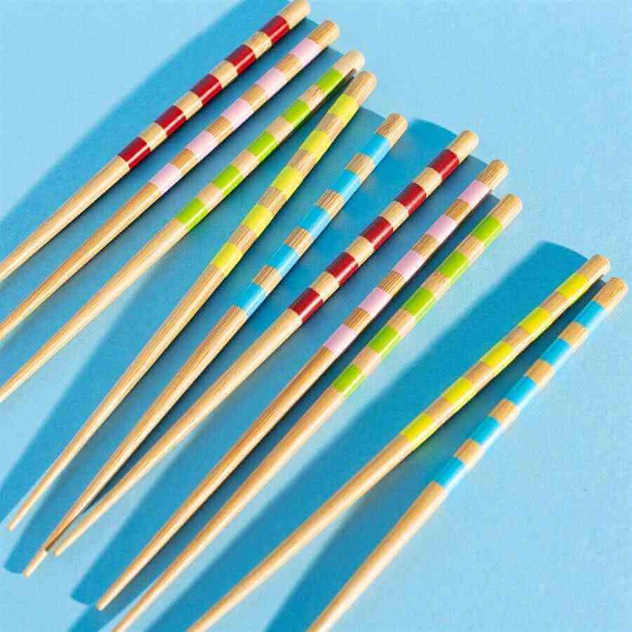 Bamboo Vibrant Striped Chopsticks - Set of 5 Tableware & Coasters Sass and Belle Quirky Turkey Gifts