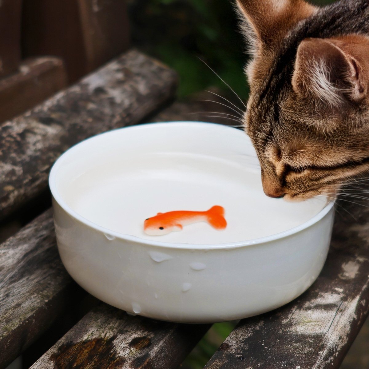 Goldfish Trick Water Bowl for Cats, Novelty Ceramic Cat Water Dish Gadgets SuckUK Quirky Turkey Gifts