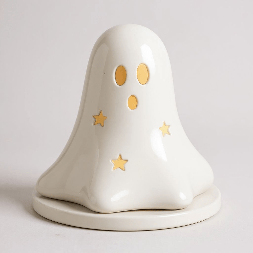 Halloween Ceramic Dual Ghost Tealight Holder and Incense Cone Plate Home Fragrance Spirit of equinox Quirky Turkey Gifts