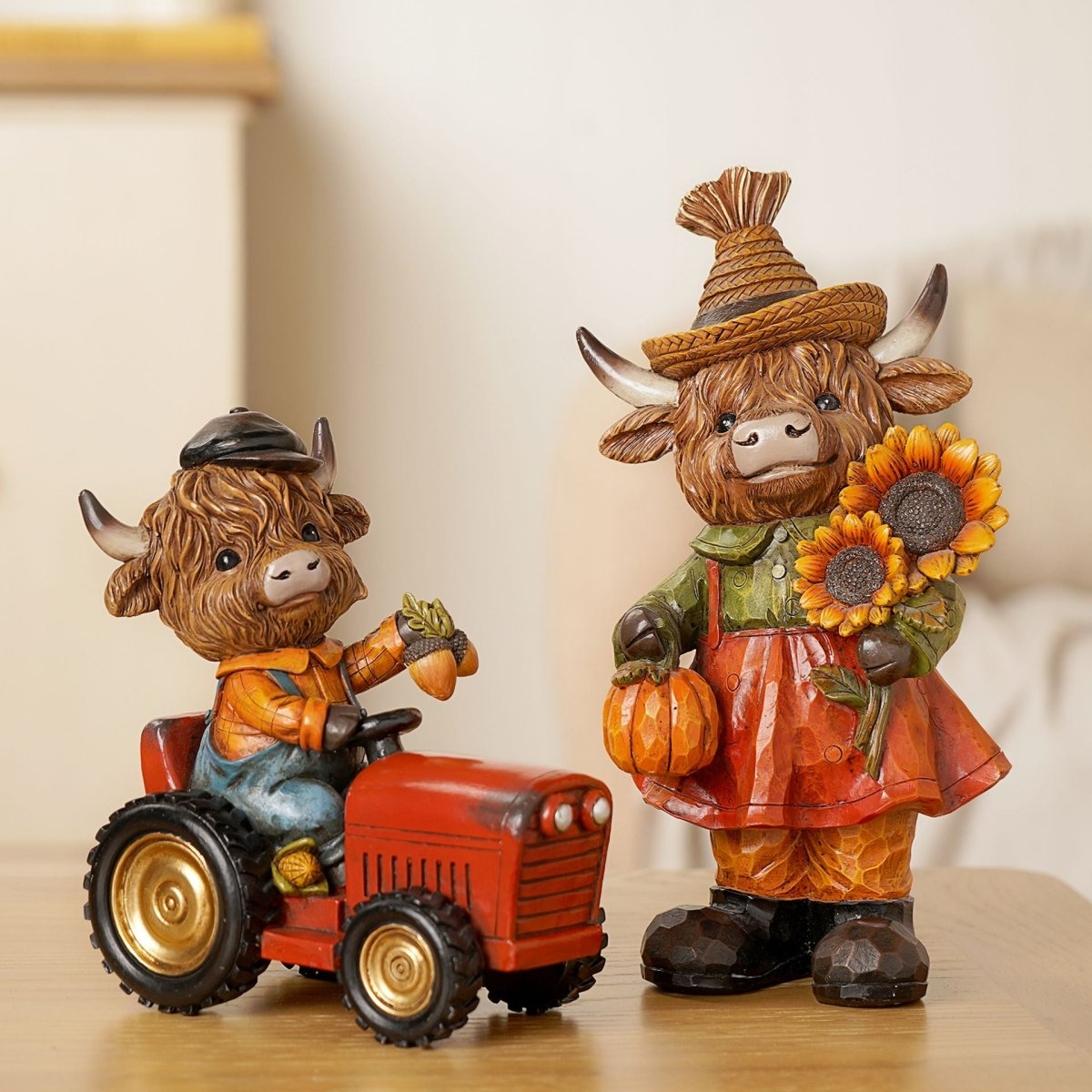 Highland Cow on Tractor Ornament | Rustic Country Home Décor Gift Animal Ornament Country Living Quirky Turkey Gifts