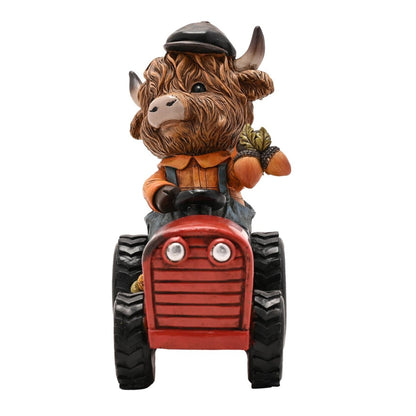 Highland Cow on Tractor Ornament | Rustic Country Home Décor Gift Animal Ornament Country Living Quirky Turkey Gifts