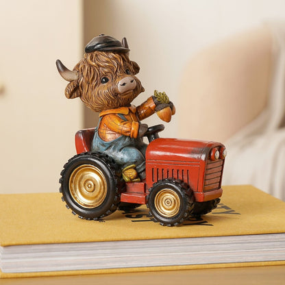 Highland Cow on Tractor Ornament | Rustic Country Home Décor Gift Animal Ornament Country Living Quirky Turkey Gifts