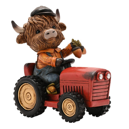 Highland Cow on Tractor Ornament | Rustic Country Home Décor Gift Animal Ornament Country Living Quirky Turkey Gifts