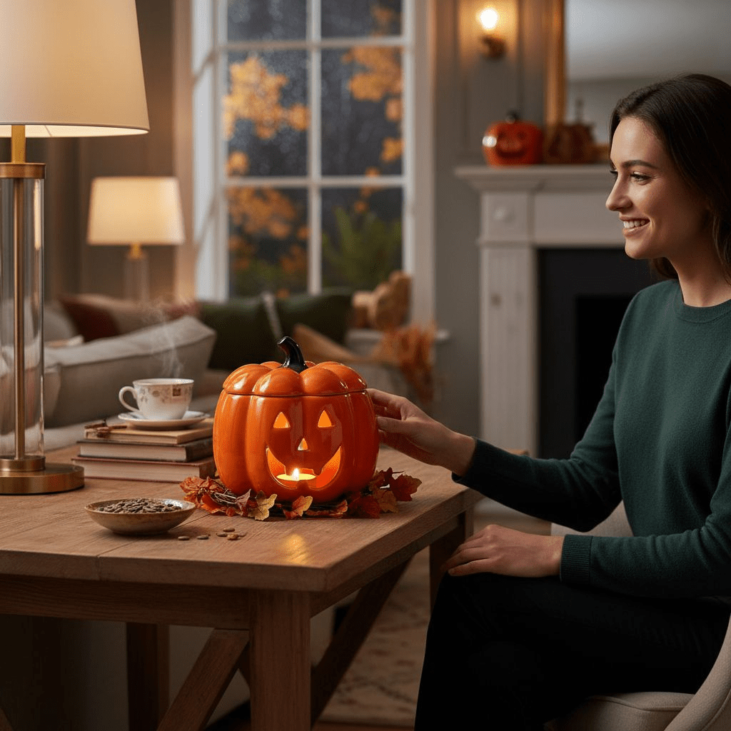 Pumpkin Orange Jack-O-Lantern Oil Burner - Wax Melt Warmer Home Fragrance Spirit of equinox Quirky Turkey Gifts