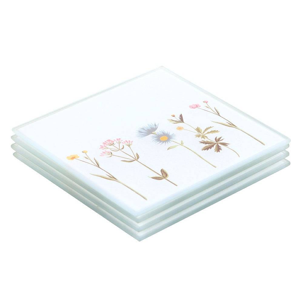 Wild Flower Floral Glass Coaster Set - Blooming Lovely Gifts Tableware & Coasters Jones Home & Gifts Quirky Turkey Gifts