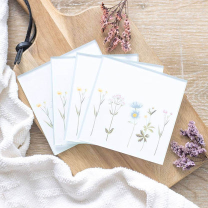 Wild Flower Floral Glass Coaster Set - Blooming Lovely Gifts Tableware & Coasters Jones Home & Gifts Quirky Turkey Gifts