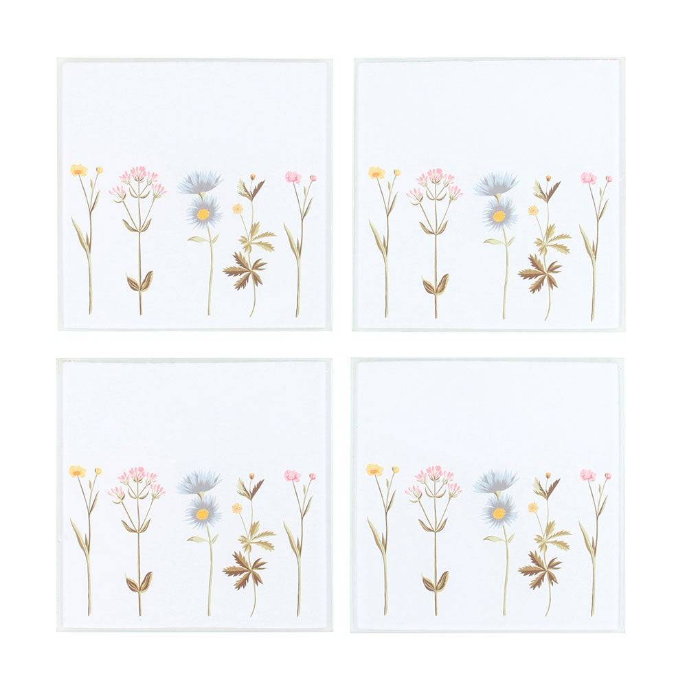 Wild Flower Floral Glass Coaster Set - Blooming Lovely Gifts Tableware & Coasters Jones Home & Gifts Quirky Turkey Gifts
