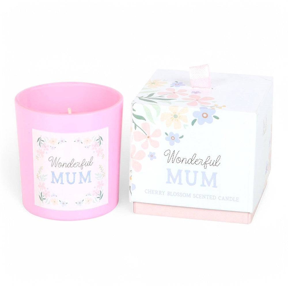 Wonderful Mum Cherry Blossom Pink Candle with Matching Box Home Fragrance Jones Home & Gifts Quirky Turkey Gifts