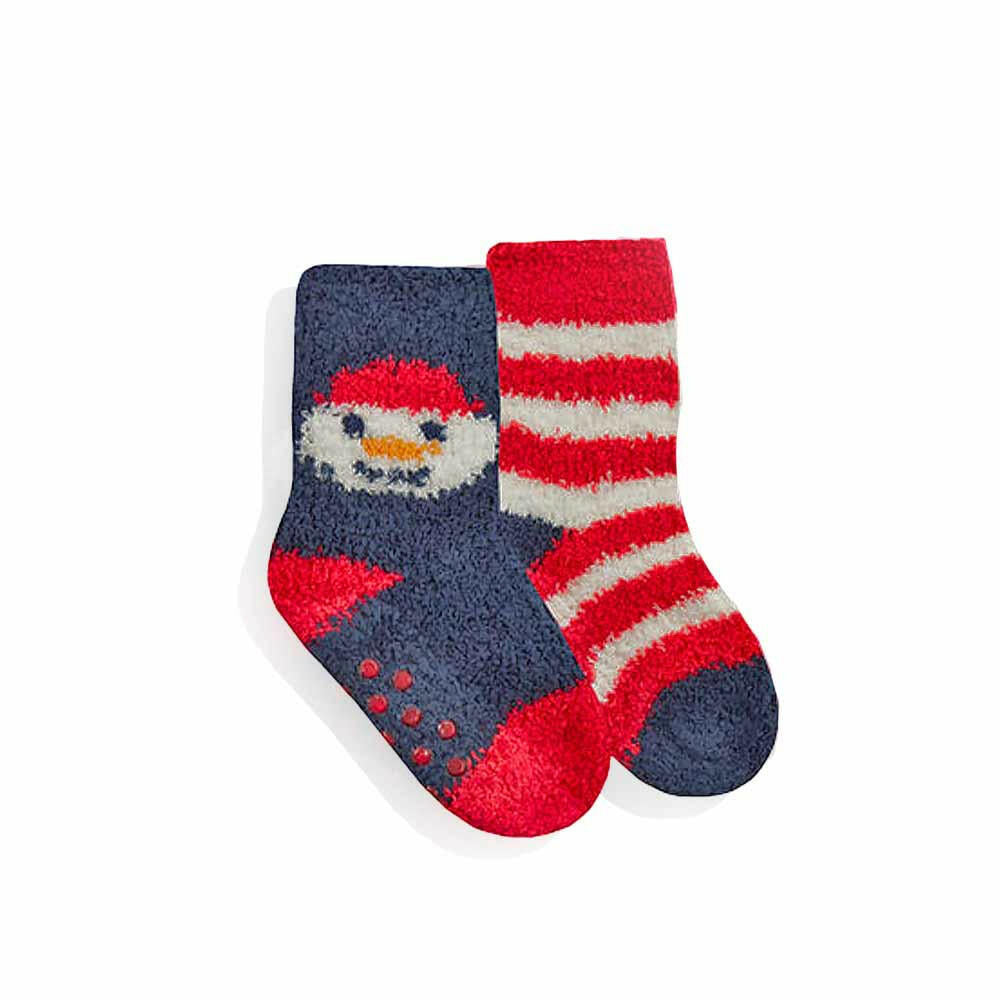 Cosy Christmas Gripper Socks for Babies - Fluffy Festive Twin Pack. Novelty Socks Fashion Accessories Quirky Turkey Gifts