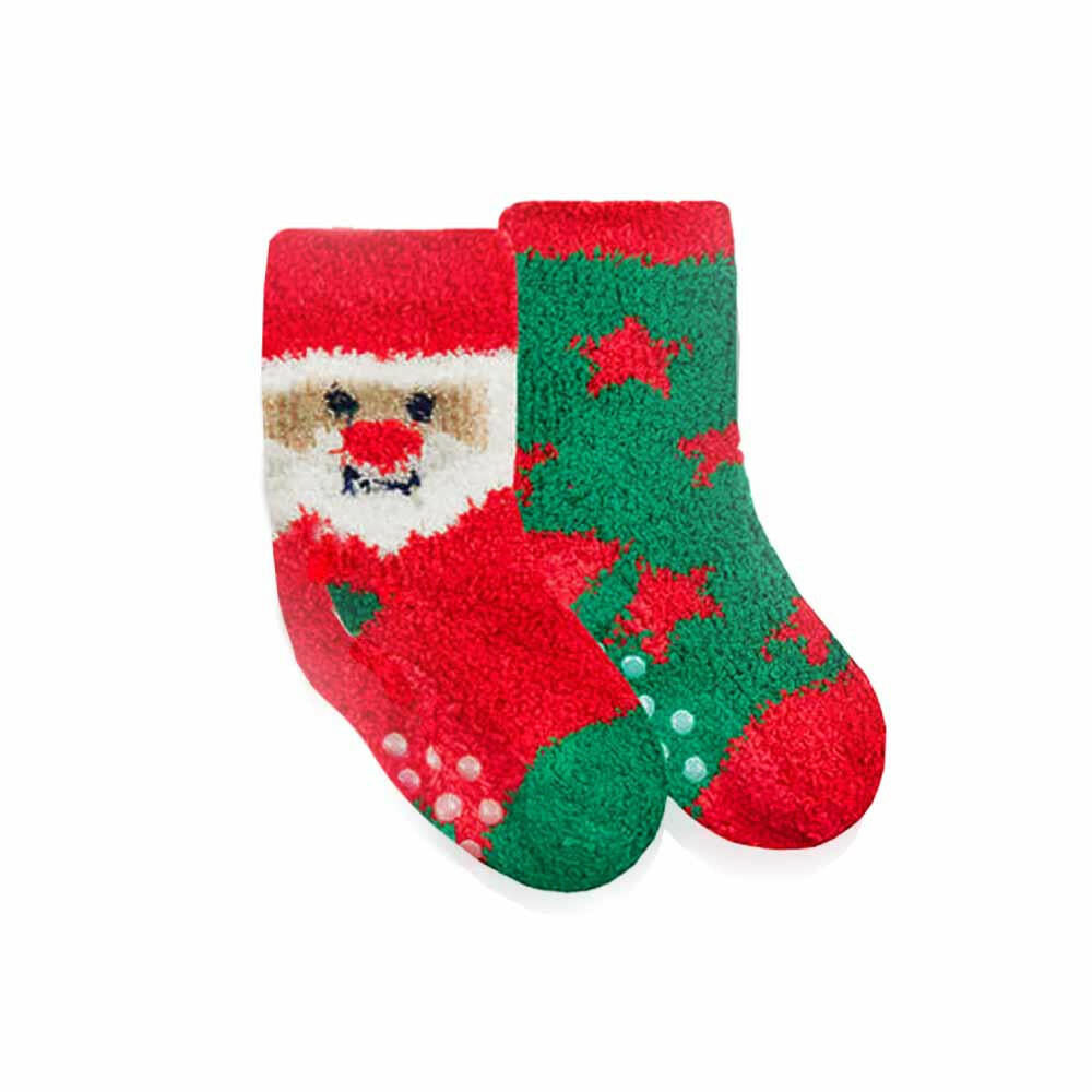 Cosy Christmas Gripper Socks for Babies - Fluffy Festive Twin Pack. Novelty Socks Fashion Accessories Quirky Turkey Gifts