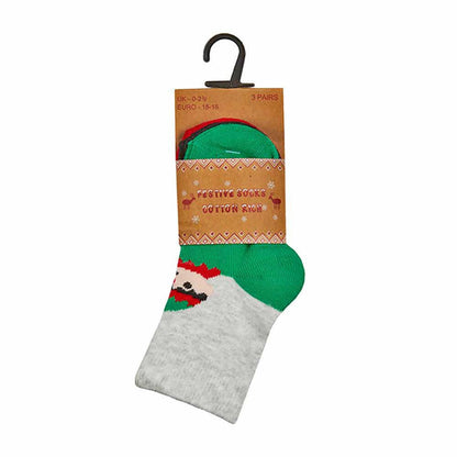 Baby Toddler Christmas Socks Festive Santa Elf 3 Pack Novelty Socks Fashion Accessories Quirky Turkey Gifts