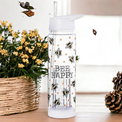 Bee Happy Water Bottle with Infuser Drinkware Sass and Belle Quirky Turkey Gifts