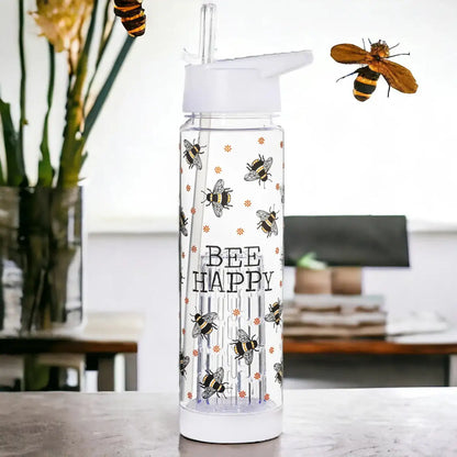 Bee Happy Water Bottle with Infuser Drinkware Sass and Belle Quirky Turkey Gifts