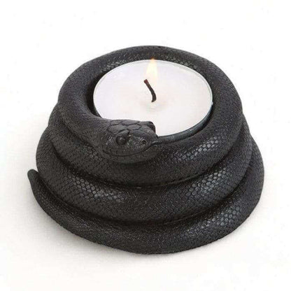 Black Coiled Snake Design Tealight Candle Holder Decor Tea Light Holder Spirit of equinox Quirky Turkey Gifts