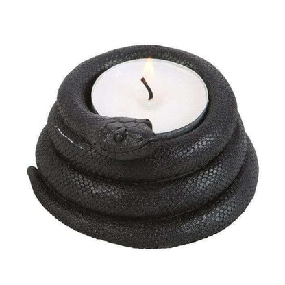 Black Coiled Snake Design Tealight Candle Holder Decor Tea Light Holder Spirit of equinox Quirky Turkey Gifts