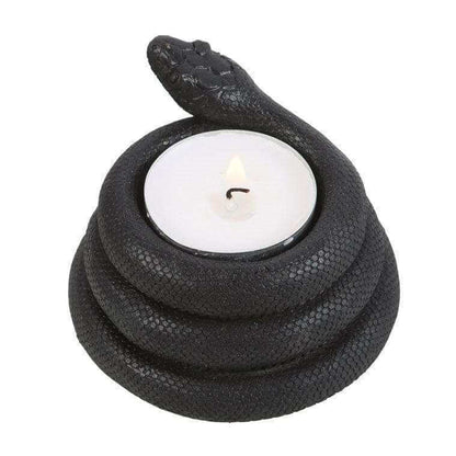Black Coiled Snake Design Tealight Candle Holder Decor Tea Light Holder Spirit of equinox Quirky Turkey Gifts