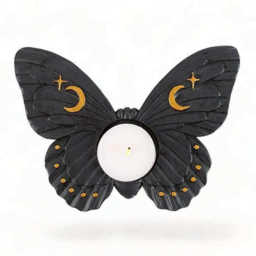 Black Moth Tealight Candle Holder for Enchanting Decor Tea Light Holder Spirit of equinox Quirky Turkey Gifts