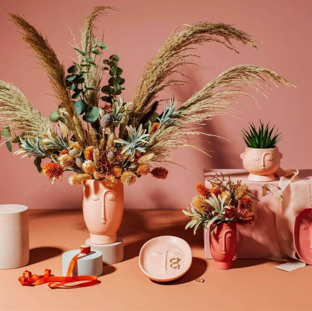 Blush Pink Matt Face Flower Vase Home Decor VASES Sass and Belle Quirky Turkey Gifts