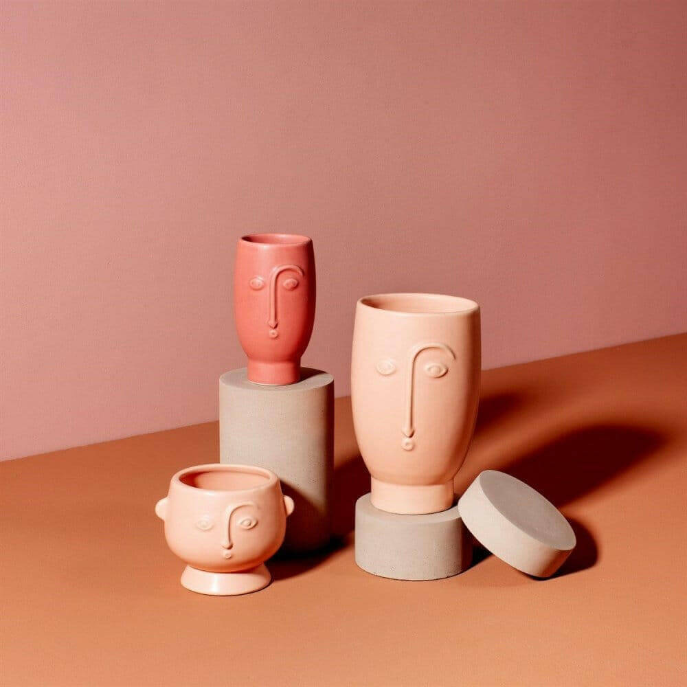 Blush Pink Matt Face Flower Vase Home Decor VASES Sass and Belle Quirky Turkey Gifts