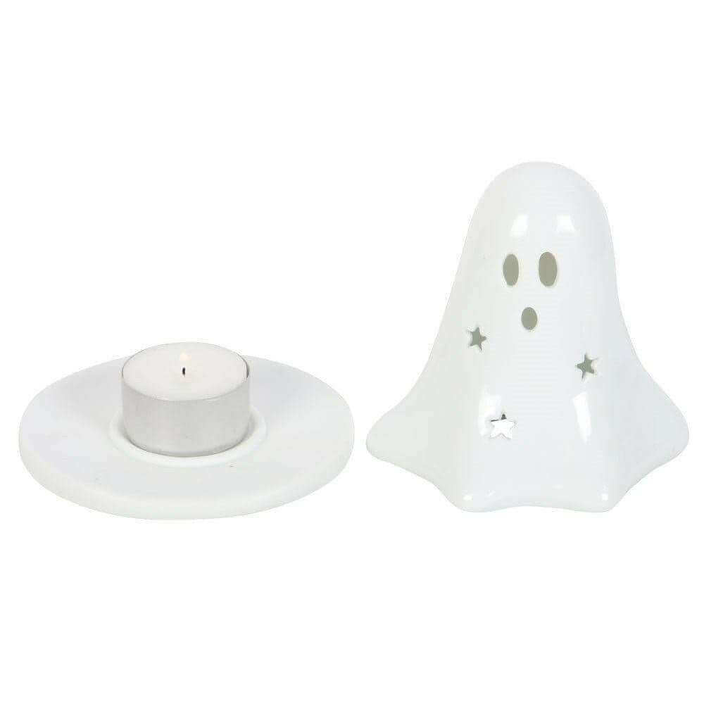 Halloween Ceramic Dual Ghost Tealight Holder and Incense Cone Plate Home Fragrance Spirit of equinox Quirky Turkey Gifts