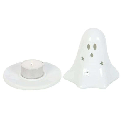 Halloween Ceramic Dual Ghost Tealight Holder and Incense Cone Plate Home Fragrance Spirit of equinox Quirky Turkey Gifts