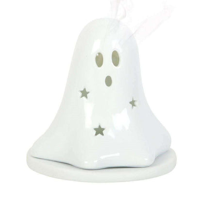 Halloween Ceramic Dual Ghost Tealight Holder and Incense Cone Plate Home Fragrance Spirit of equinox Quirky Turkey Gifts