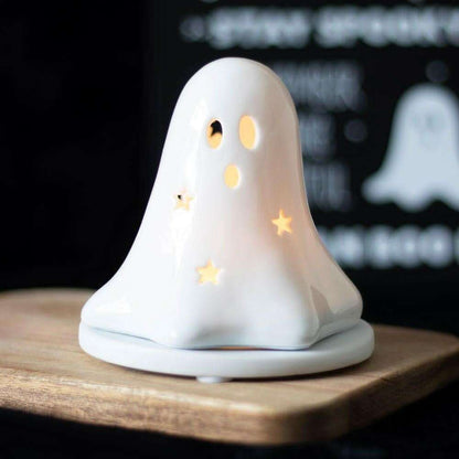 Halloween Ceramic Dual Ghost Tealight Holder and Incense Cone Plate Home Fragrance Spirit of equinox Quirky Turkey Gifts