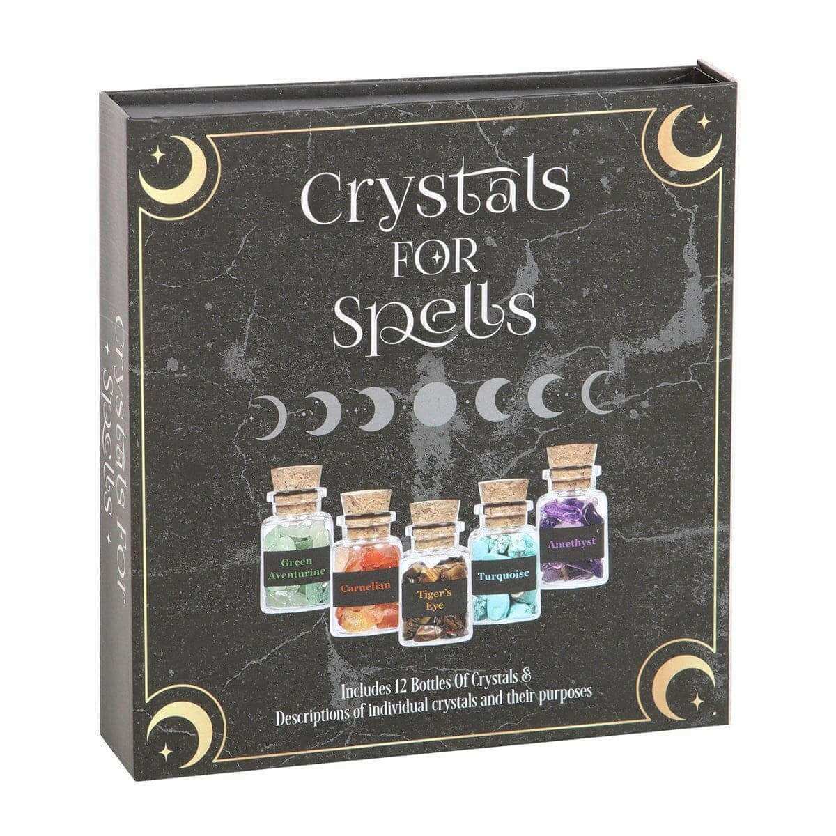 Crystals for Spells Crystal Chip Bottle Gift Set 12 Jars Tumble stones Spirit of equinox Quirky Turkey Gifts