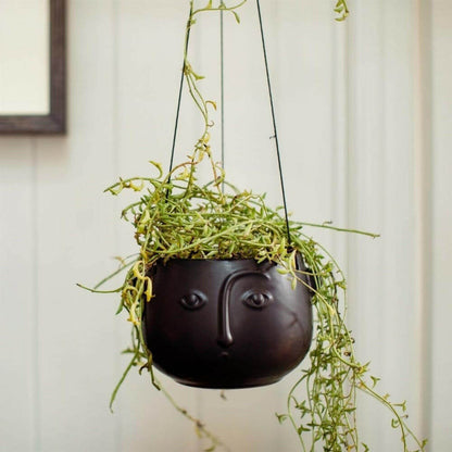 Face Hanging Planter Matte Pink and Matte Black Pots & Planters Sass and Belle Quirky Turkey Gifts