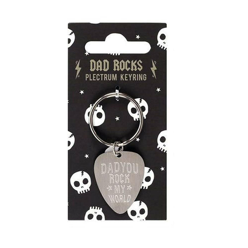 Plectrum keyring with metal ring and heart charm with "Daddy" message