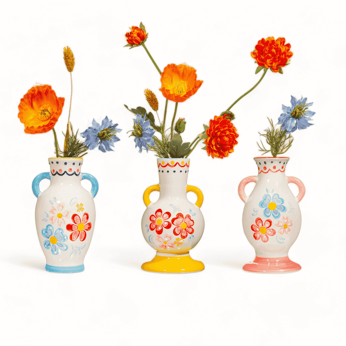Folk Floral Small Vase Assorted Colours by Sass and Belle Vases & Flower Jugs Sass and Belle Quirky Turkey Gifts