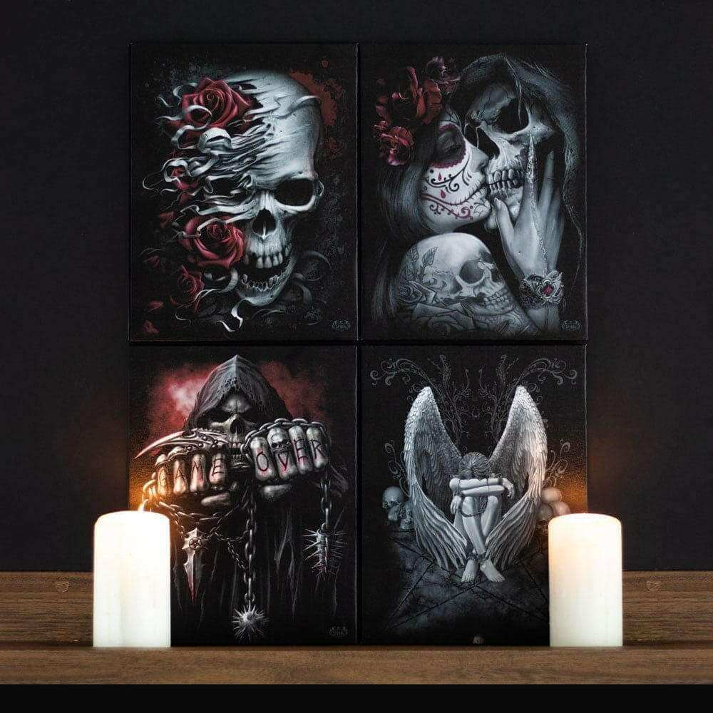 Game Over By Spiral Direct Grim Reaper Wall Canvas Plaque Wall Art's Spiral Direct Quirky Turkey Gifts