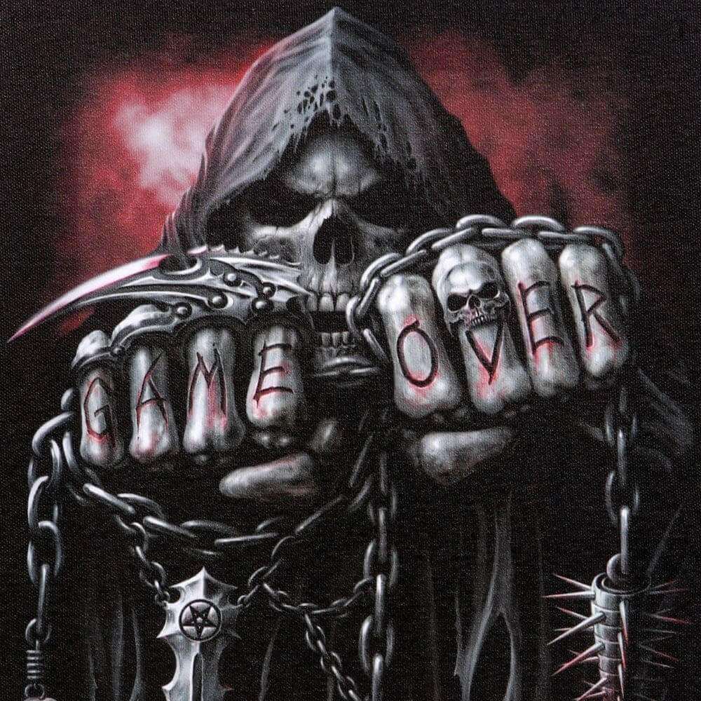 Game Over By Spiral Direct Grim Reaper Wall Canvas Plaque Wall Art's Spiral Direct Quirky Turkey Gifts