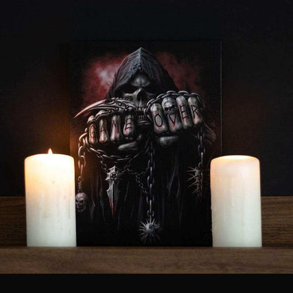 Game Over By Spiral Direct Grim Reaper Wall Canvas Plaque Wall Art's Spiral Direct Quirky Turkey Gifts