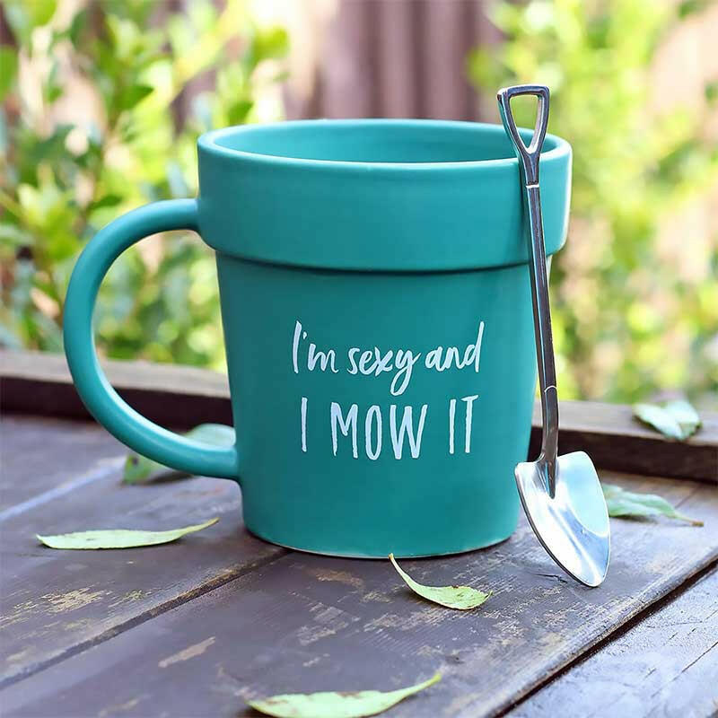 Gardening Plant Pot Mug with shovel Spoon Gift for Him Mugs & Cups Jones Home & Gifts Quirky Turkey Gifts