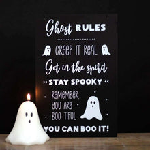 Halloween Plaque Ghost Rules Hanging Sign, Hey Boo Decor Halloween Sign Spirit of equinox Quirky Turkey Gifts