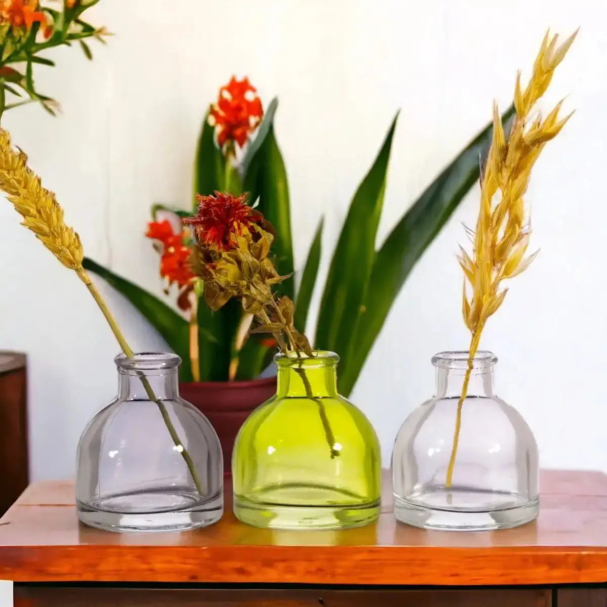 Grey & Green Glass Mini Bud Vases - Set of 3 Vases & Flower Jugs Sass and Belle Quirky Turkey Gifts