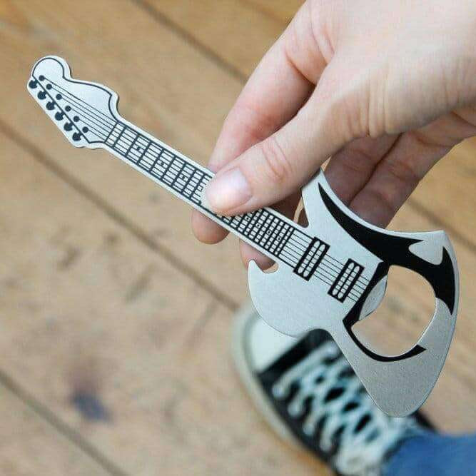 Luckies Rock Guitar Bottle Opener | Brushed Stainless Steel Pocket Opener Gadgets SuckUK Quirky Turkey Gifts