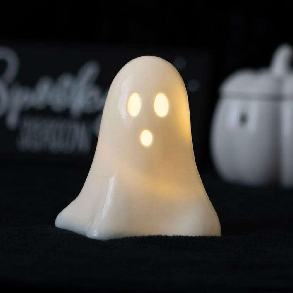Hey Boo Ceramic Night Light LED Ghost Shaped Decor Night Lights & Ambient Lighting Spirit of equinox Quirky Turkey Gifts