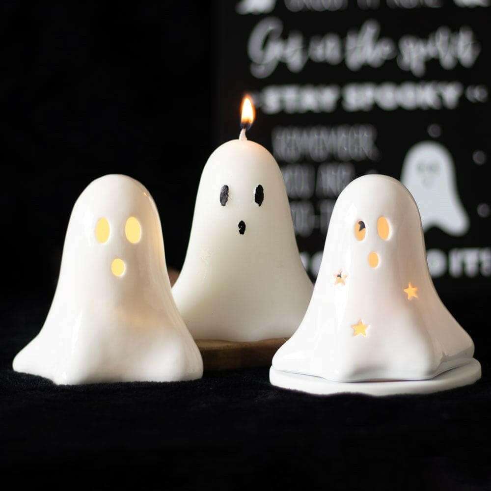 Hey Boo Ceramic Night Light LED Ghost Shaped Decor Night Lights & Ambient Lighting Spirit of equinox Quirky Turkey Gifts