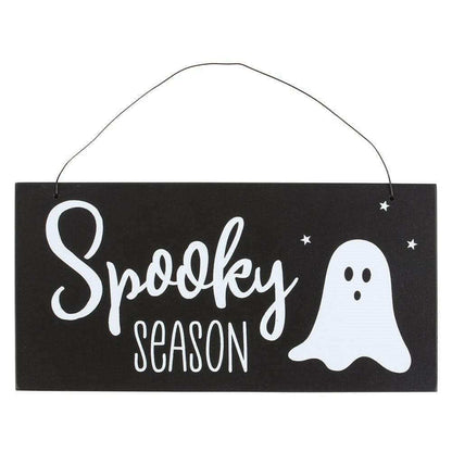 Hey Boo Spooky Ghost Halloween Hanging Signs Set of 2 Halloween Sign Spirit of equinox Quirky Turkey Gifts